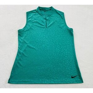 Nike Womens Dri-Fit Victory SL Polo Golf Neptune Green/Black Tank‎ Top Size M